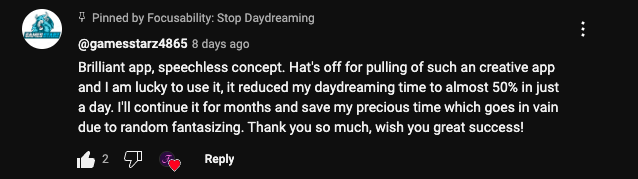 Focusability reduced my daydreaming time to almost 50% in just a day